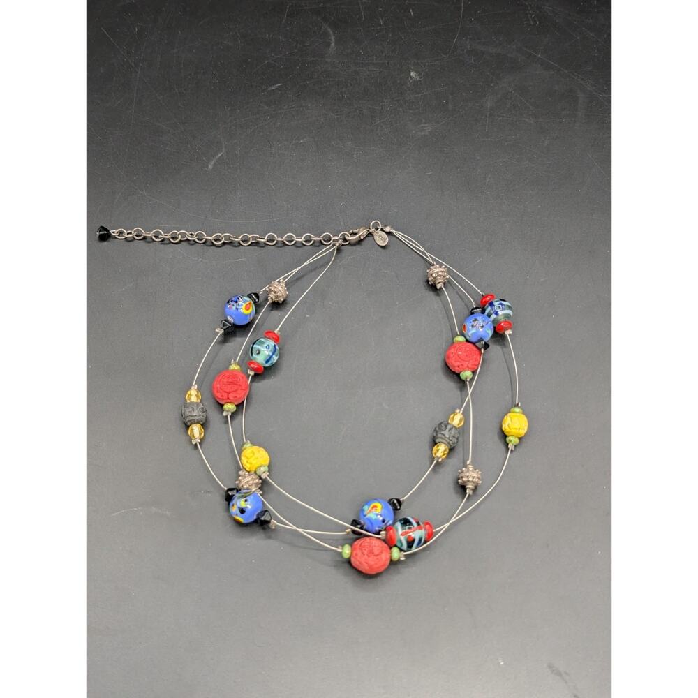 Chico's Multicolor Bead Multistrand Wire Necklace